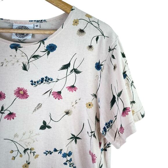 California Bay Company Vintage Floral Print Wildflower Cotton Tee Cream, Medium - Picture 4 of 11
